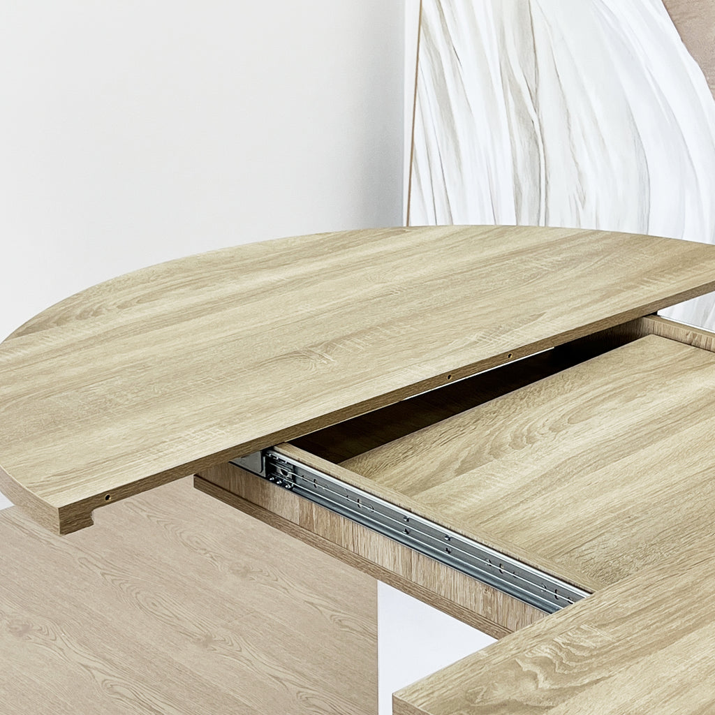 Dining Table for Farmhouse Kitchen 59x43 Inch Expandable Oval Table Top with Removable Leaf Trestle X Shaped Base White - Grand Goldman Shop
