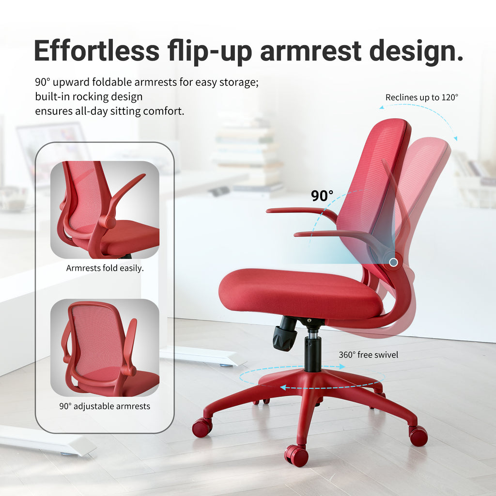 Ergonomic Color Office Chair 350LBS, Home Office, Mesh Back, Integrated Molded Foam, Comfortable Sitting, Flipping Armrest, F
