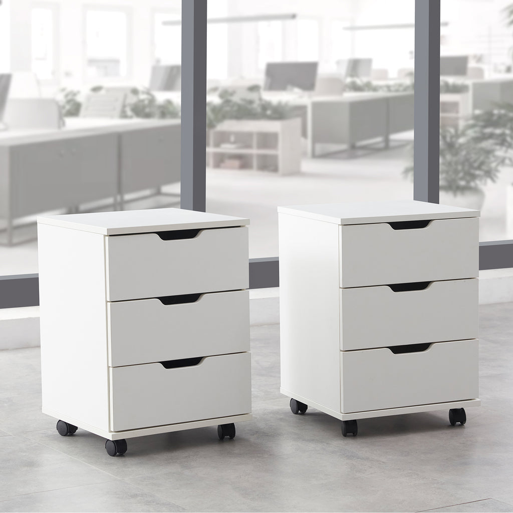 3-Drawer Vertical Filing Cabinet Rolling Wood Mobile File Cabinets Under Desk for Home Office with Casters (Fully Assembled) 