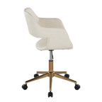Contemporary Task Chair in Gold Metal and Cream Faux Leather | Premium Home Decor - Grand Goldman