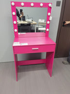 Vanity Desk with Mirror and Lights, Dressing Table with Large Drawer, 1 Level Storage Dresser & 3 Lighting Modes Adjustable Brightness, Suitable for Bedroom(Pink) - Grand Goldman Shop