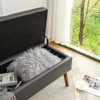 Storage Bench with Storage Bench for Bedroom End of Bed Bench Foot of Bed Bench Entryway Bench Storage Ottoman Bench 43.3' W x 17.7' Dark Grey Leather Bench - Grand Goldman Shop