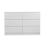 Modern 6 Drawer Dresser with Spacious Countertop and Concealed Handles, Storage Cabinet for Bedroom and Living Room, White MDF - Grand Goldman Shop