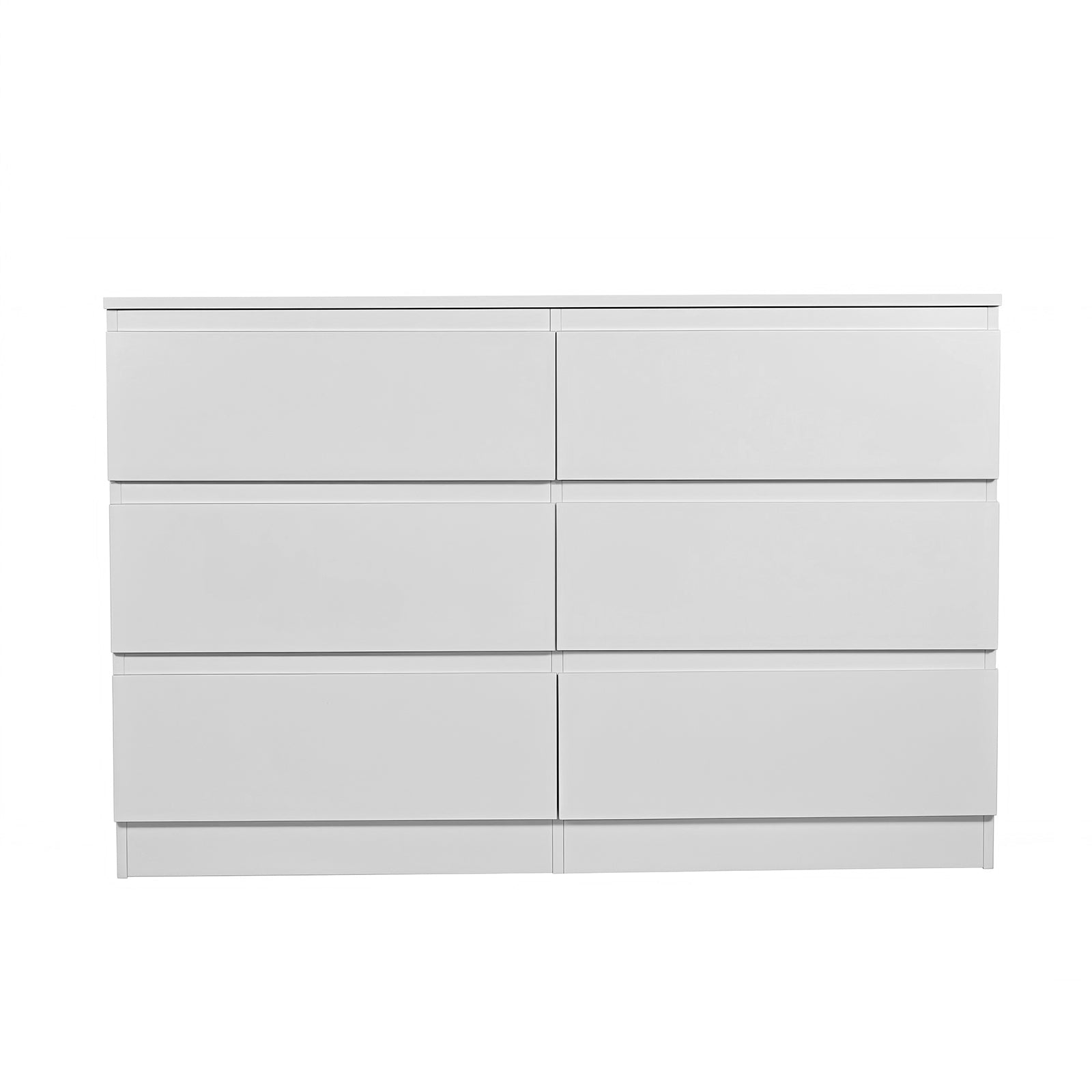 Modern 6 Drawer Dresser with Spacious Countertop and Concealed Handles, Storage Cabinet for Bedroom and Living Room, White MDF - Grand Goldman Shop