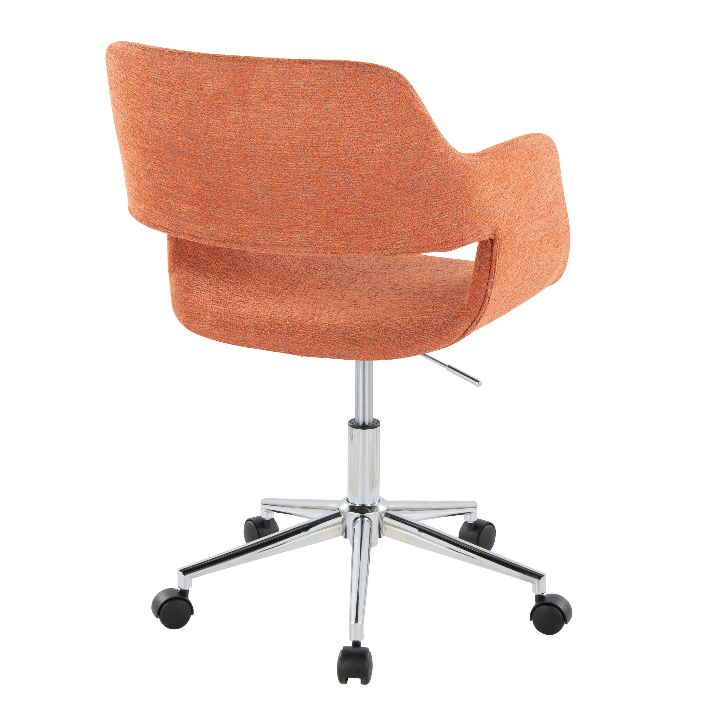 Contemporary Task Chair in Chrome Metal and Orange Fabric | Premium Home Decor - Grand Goldman