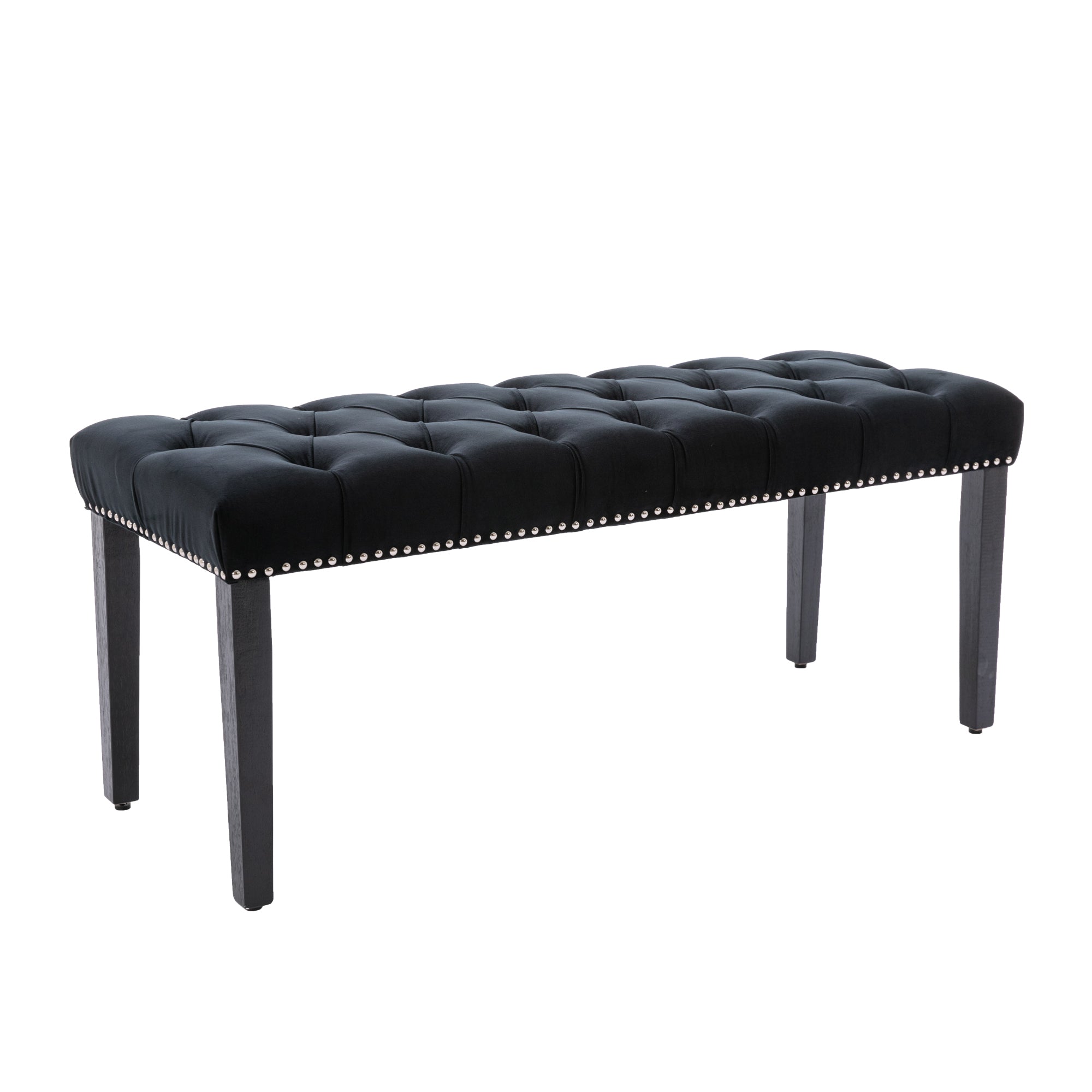 Heng Ming Upholstered Tufted Bench Ottoman , Velvet Dining Bench Bedroom Bench  Footrest Stool Accent Bench for Entryway Dining Room Living Room, Black - Grand Goldman Shop