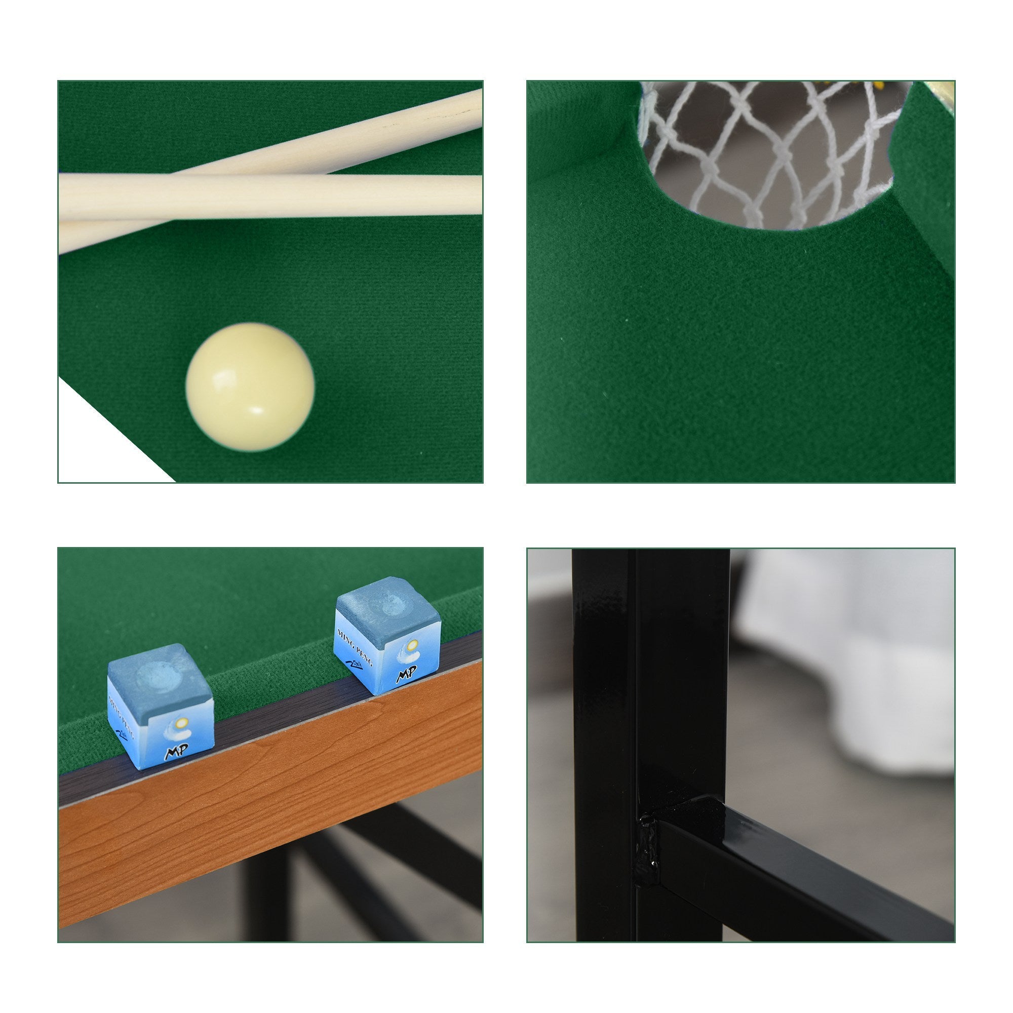 Soozier 55' Portable Folding Billiards Table Game Pool Table for Whole Family Number Use With Cues, Ball, Rack, Chalk, Green 