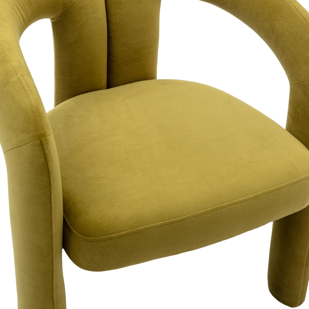 Contemporary Designed Velvet Fabric Upholstered Accent/Dining Chair /Barrel Side Chairs Kitchen Armchair for Living Room set of 2 (Olive Velvet) - Grand Goldman Shop
