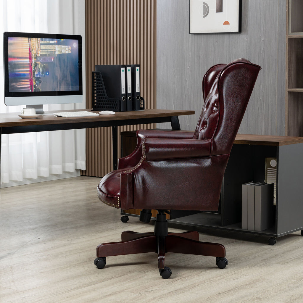 Executive Office Chair  Comfortable Desk Chair - Ergonomic Design - Thick Padded Seat and Backrest - PU Leather Desk Chair wi