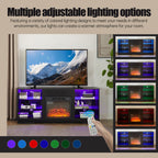 TV Stand Electric Fireplace TV Stand with Glass Shelves, 3D Fireplace TV Stand with LED Lights Wood with USB Charging Outlet Modern Television Table Center for TV up to 32-62' Black 58''W*15.4''D*24.6 - Grand Goldman Shop