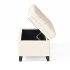 Juliana Contemporary Storage Ottoman with Button-Tufted Diamond Stitching in Beige Fabric - Grand Goldman Shop