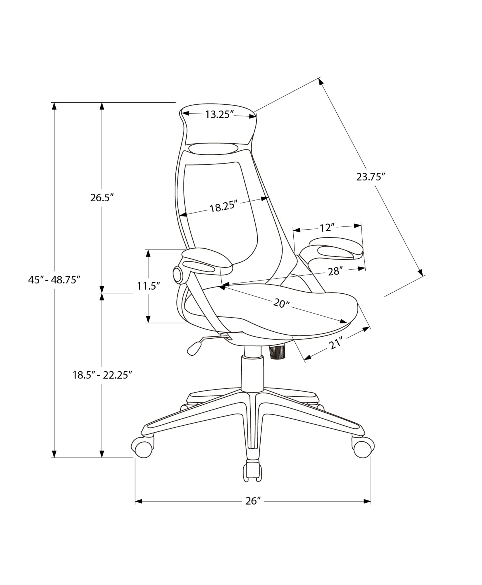 Office Chair, Adjustable Height, Swivel, Ergonomic, Armrests, Computer Desk, Work, Black Leather Look, Black Metal, Contempor