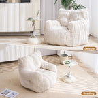 010-Soft Fluffy Corduroy Fabric Bean Bag Chair Filled With Memory Sponge,Beige - Grand Goldman Shop