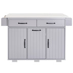 K&K Kitchen Island with Trash Can Storage Cabinet, Kitchen Cart with Drop Leaf, Spice Rack, Towel Rack and Drawer, Rolling Kitchen Island on Wheels with Adjustable Shelf, Grey - Grand Goldman Shop