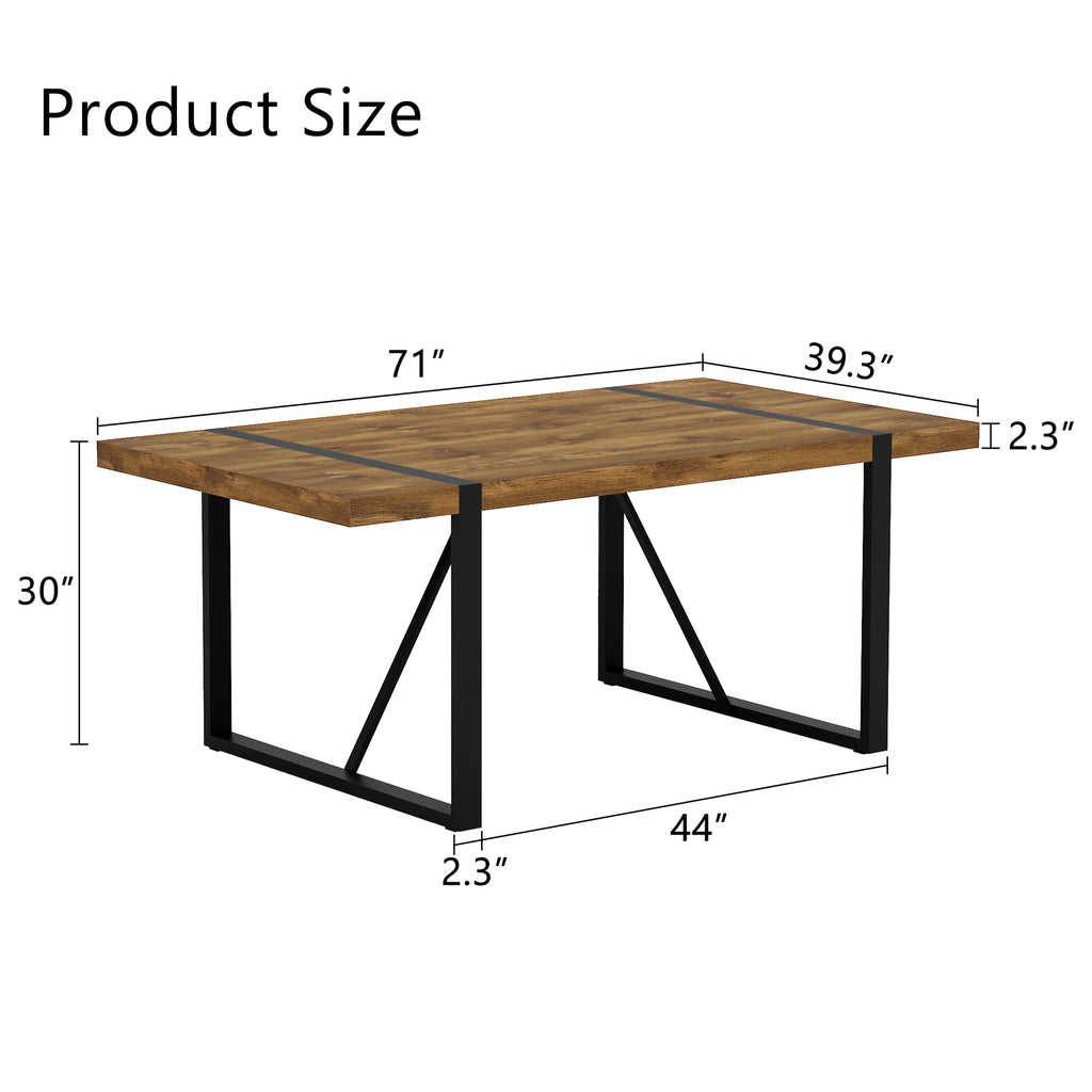 Rustic Industrial Rectangular Wood Dining Table For 4-6 Person, Thick Engineered Wood color Tabletop and Black Metal Legs,Desk For Kitchen Dining Living Room - Grand Goldman Shop