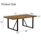 Rustic Industrial Rectangular Wood Dining Table For 4-6 Person, Thick Engineered Wood color Tabletop and Black Metal Legs,Desk For Kitchen Dining Living Room - Grand Goldman Shop