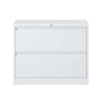 Lateral File Cabinet 2 Drawer, 35.4 Inch Wide Metal Filing Cabinet for Home Office, Locking File Cabinet with Anti-Tip Interl