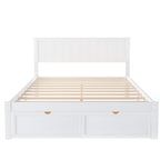 White Full Size Platform Bed with Under-bed Drawers, Solid Pine Wood and MDF, 78.3''L x 58.5''W x 36.2''H - Grand Goldman Shop