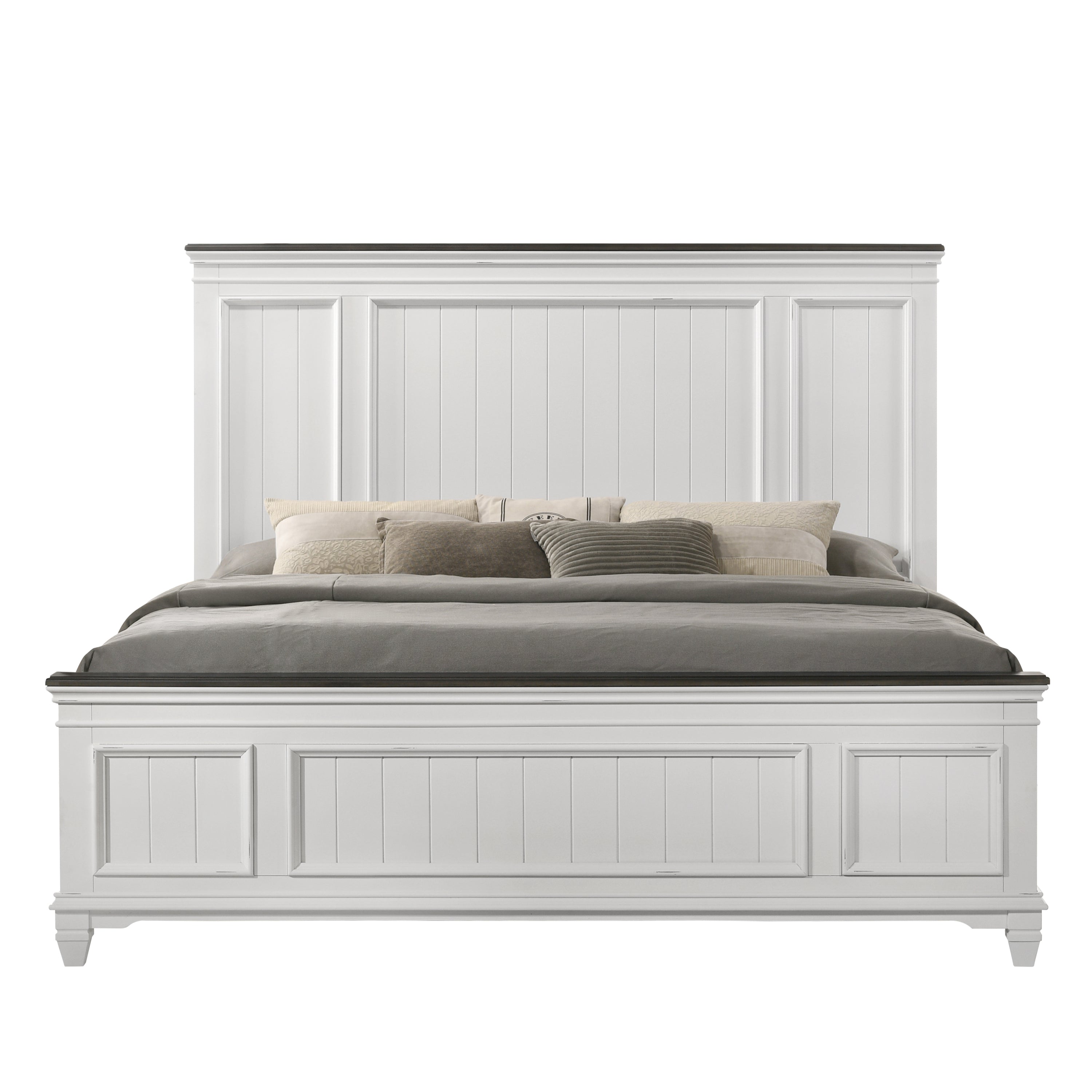 Clelane Wood Bedroom Set with Shiplap Panel King Bed, Dresser, Mirror, and two Nightstands - Grand Goldman Shop