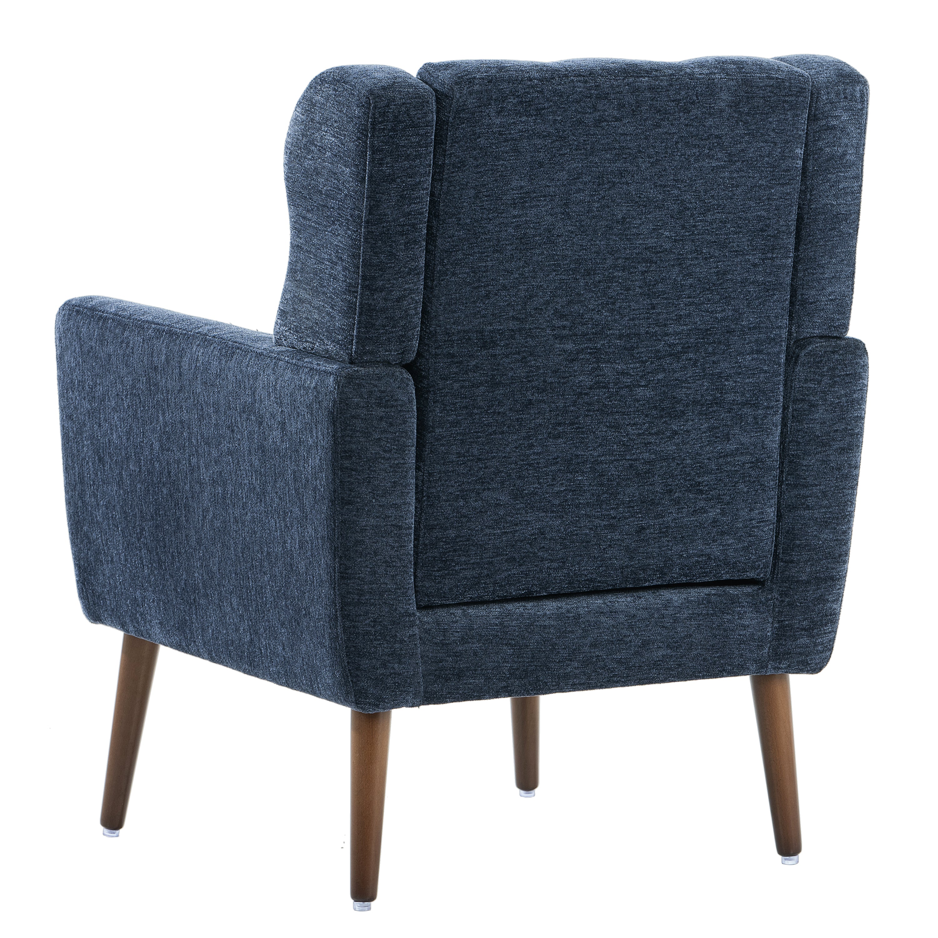 Modern Accent Chair,Chenille Arm Chairs for Living Room,Upholstered Mordern Armchair,Comfy Soft Padded Lounge Chair in Small Space, Bedroom, w/Pillow, Solid Wood Leg (Dark Blue) - Grand Goldman Shop