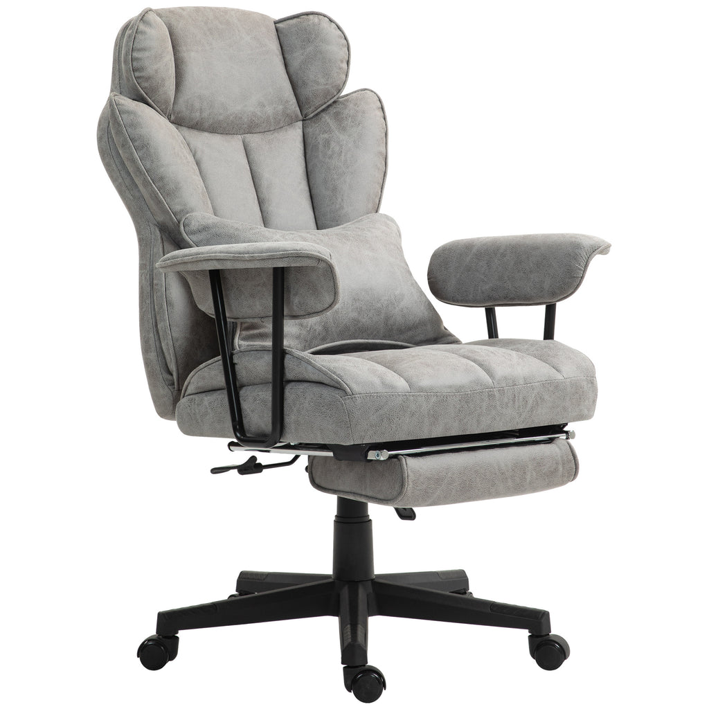 HOMCOM Massage Executive Office Chair with 6 Vibration Points, 400LBS Heated Big and Tall Office Chair with Foot Rest and Lum