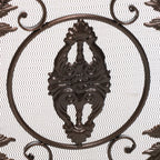 Waterbury Traditional Fireplace Screen with Gold Flower on Black Iron Frame, 53.50x36.50 - Grand Goldman Shop