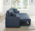 76.5' Linen Blend Upholstered Sectional with Pull-Out Bed and Chaise Storage - Grand Goldman Shop