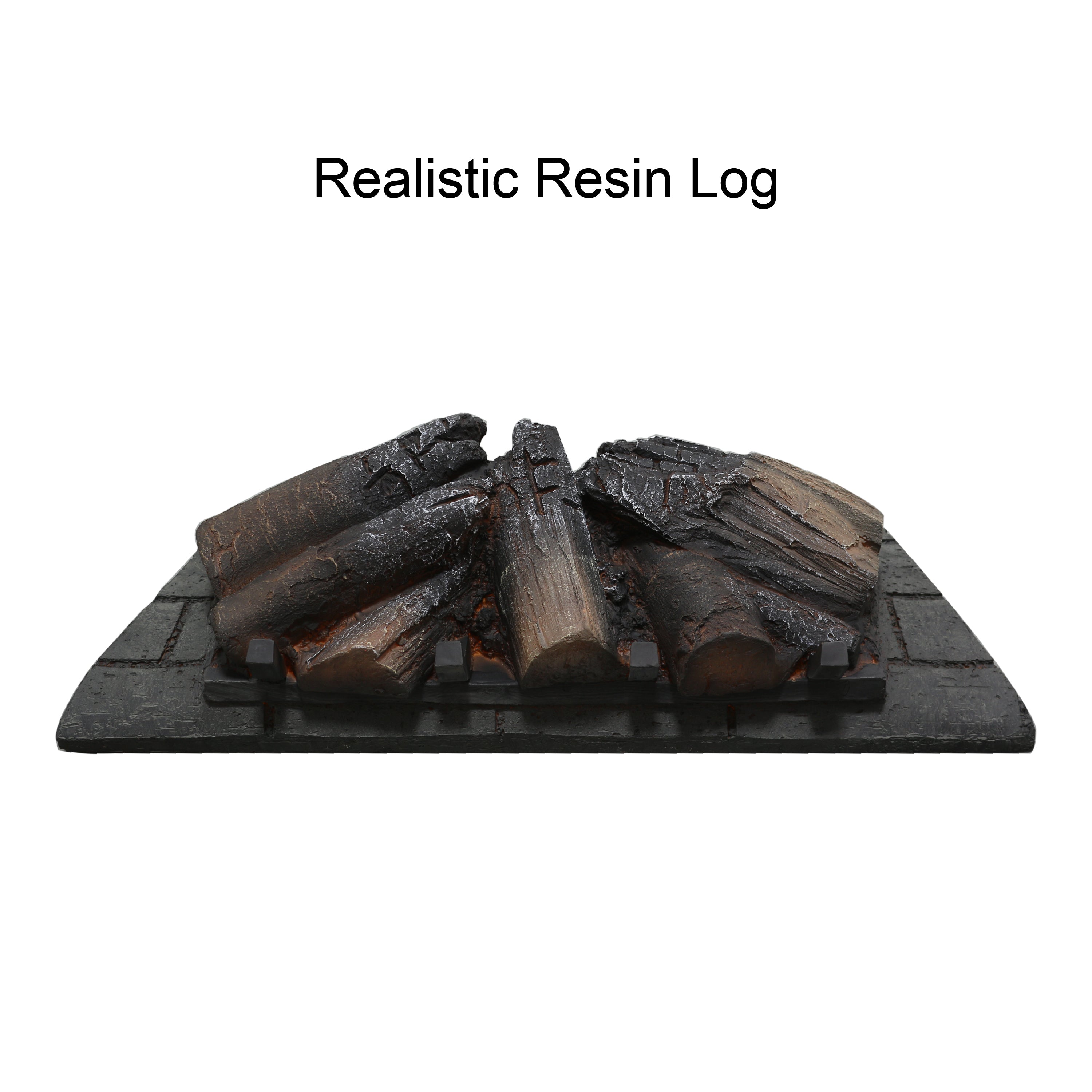 26 Inch Infrared Quartz Heater Fireplace Insert - Woodlog Version with Brick Background, Antique Black, Tempered Glass and Sheet Metal - Grand Goldman Shop