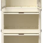 Portable Wardrobe Closet Storage Organizer with Magnetic Doors and Hanging Rod, Cream White - Grand Goldman Shop