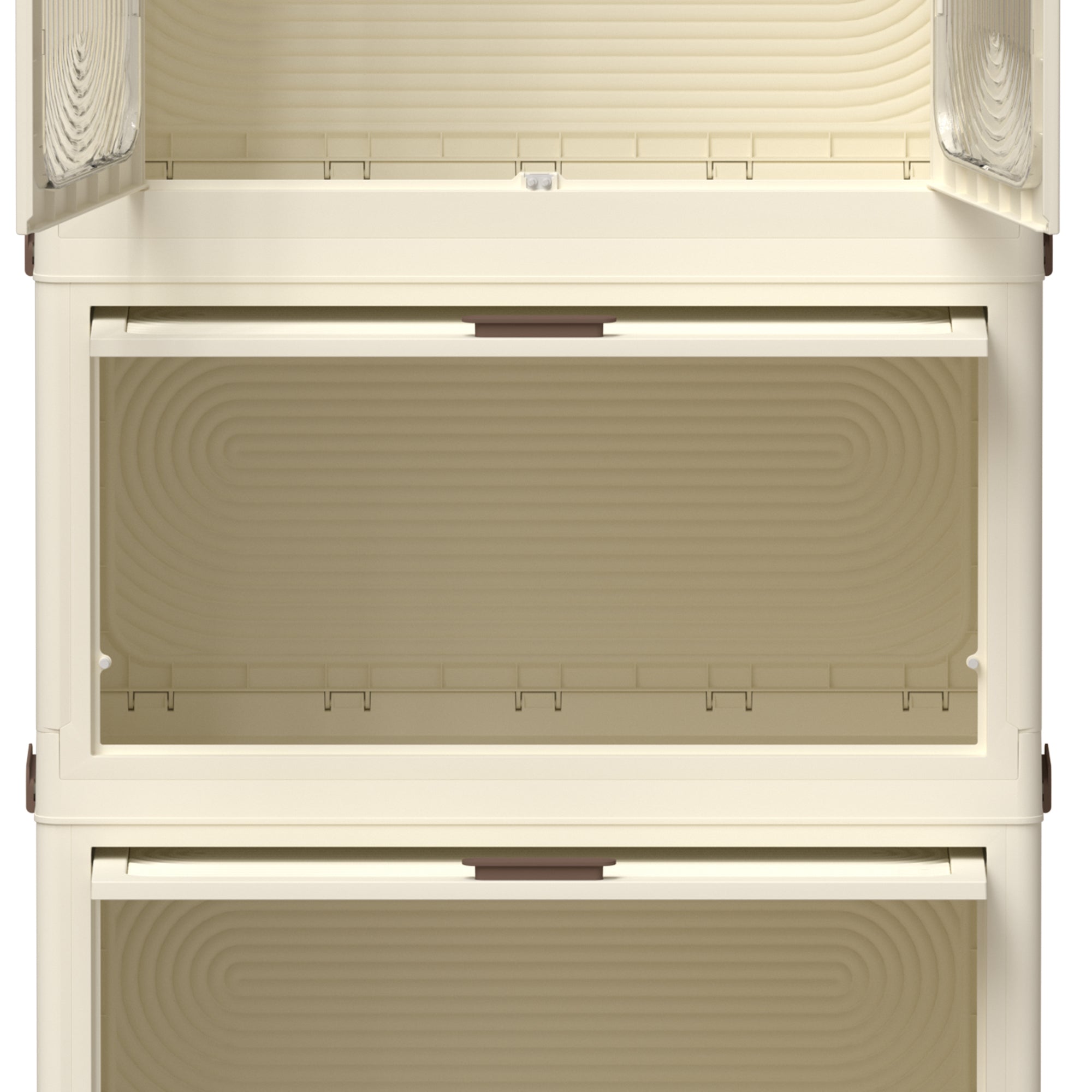 Portable Wardrobe Closet Storage Organizer with Magnetic Doors and Hanging Rod, Cream White - Grand Goldman Shop