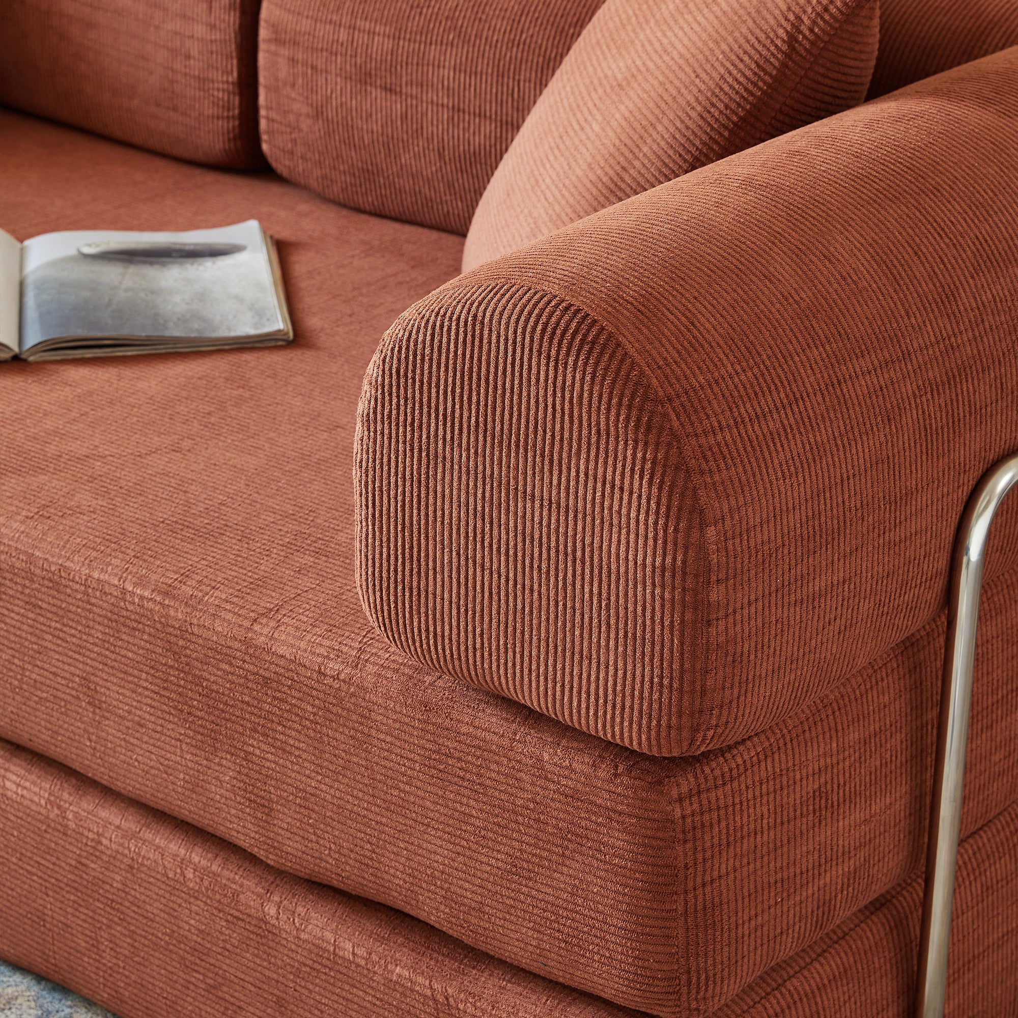 78.8' Compression Sofa,Convertible Floor Sofa Bed-with Pillow Back Support Armrest,Comfy Futon Couch Sleeper Bed,Loveseats Boneless Modular Sectional Sofa,Corduroy fabric,for Living Room,Bedroom,Brown - Grand Goldman Shop