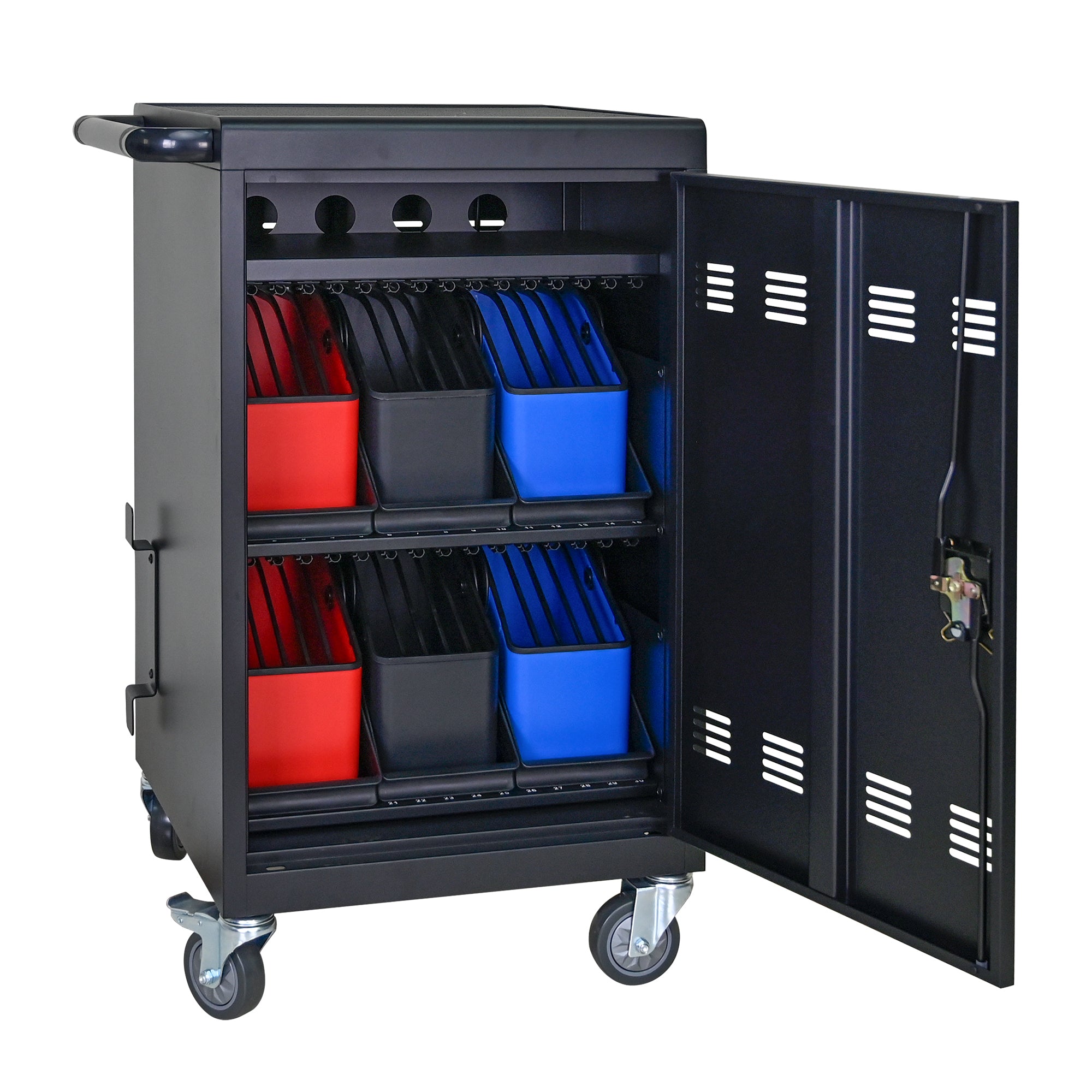 32-Bit-Device Charging Trolley for Tablets and Laptops with Cable Management, Removable Doors, Matte Black Metal - Shop Quali