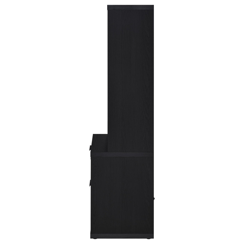 Geary Black 3-Shelf Bookcase with USB Charging and Lockable Drawer, Engineered Wood, 19.75 x 15.50 x 61.25 inches - Grand Gol