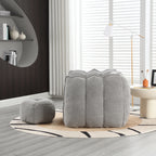 Soft Chenille Bean Bag Chair with High Resilient Foam for Living Room and Bedroom, Comfortable Square Lazy Sofa with Footstool for Adults - Grand Goldman Shop
