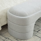 64.96'Wide Modern Upholstered Armless Upholstered Bedroom Benches End of Bed Bench for Entryway, Ottoman Foot Stool for Living Room and Bedroom, Entryway,Light gray Boucle - Grand Goldman Shop