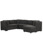 U-shaped Sectional Sofa Pull Out Bed with USB Ports, Power Sockets, Back Pillows & Storage Chaise, Black Chenille, 108.6' - Grand Goldman Shop