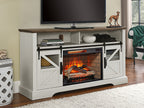 60 Inch Electric Fireplace  Entertainment Center With Door Sensor-Jasmine white color - Grand Goldman Shop
