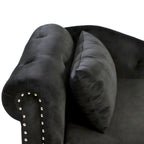 Black Chaise Lounge Indoor, Velvet Lounge Chair for Bedroom with Storage & Pillow, Modern Upholstered Rolled Arm Chase Lounge for Sleeping with Nailhead Trim for Living Room Bedroom Office - Grand Goldman Shop