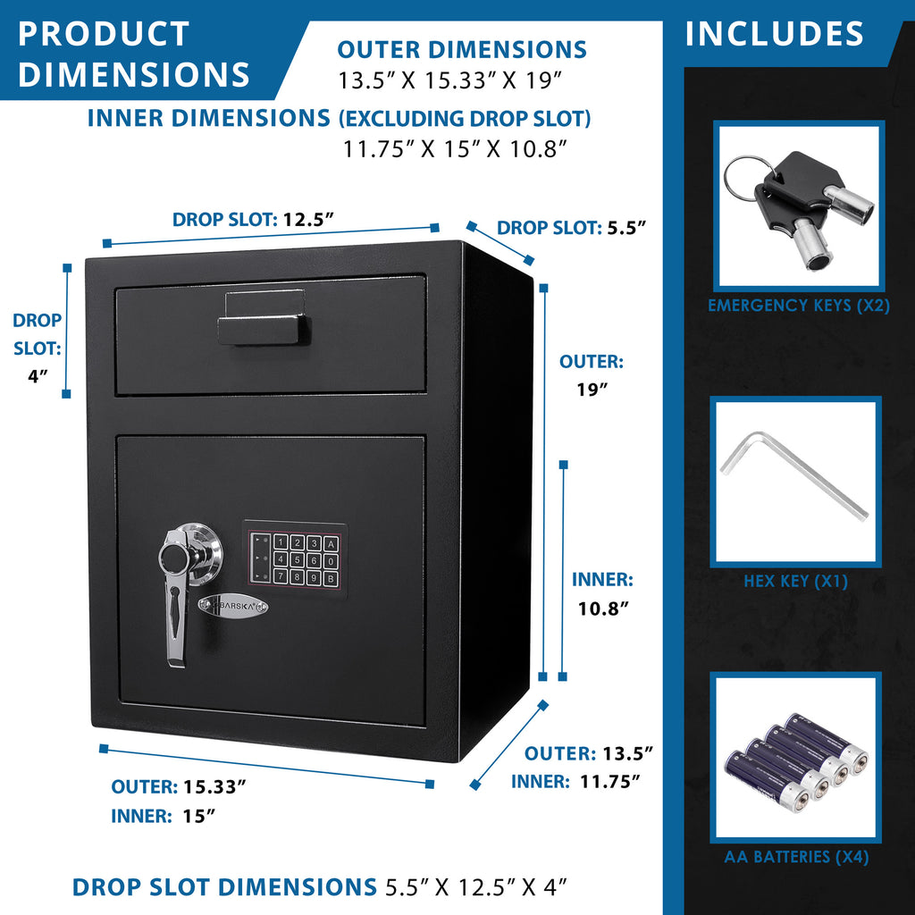Digital Keypad Depository Safe Steel Construction Black 1.1 Cu Ft | Premium Home Decor - Grand Goldman