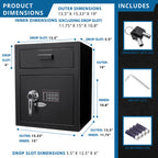 Digital Keypad Depository Safe Steel Construction Black 1.1 Cu Ft | Premium Home Decor - Grand Goldman