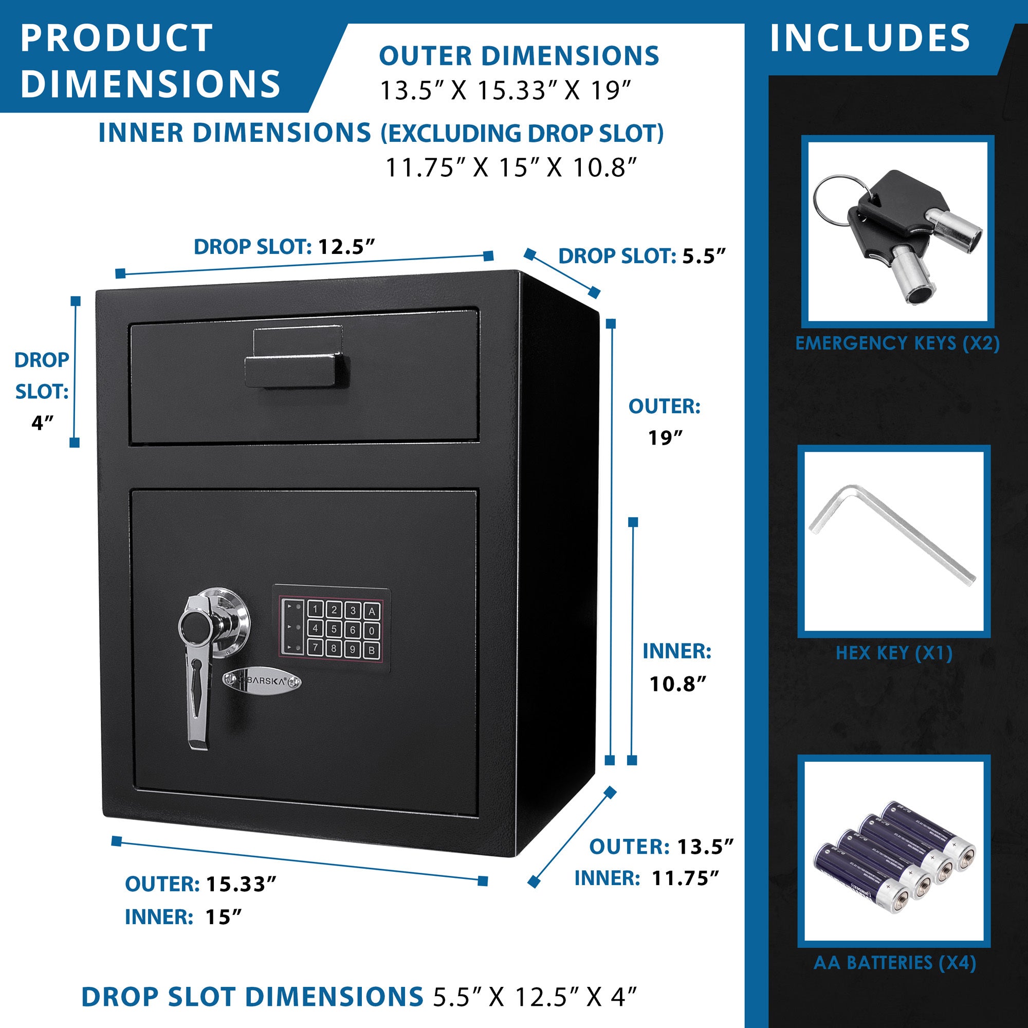 Digital Keypad Depository Safe Steel Construction Black 1.1 Cu Ft | Premium Home Decor - Grand Goldman