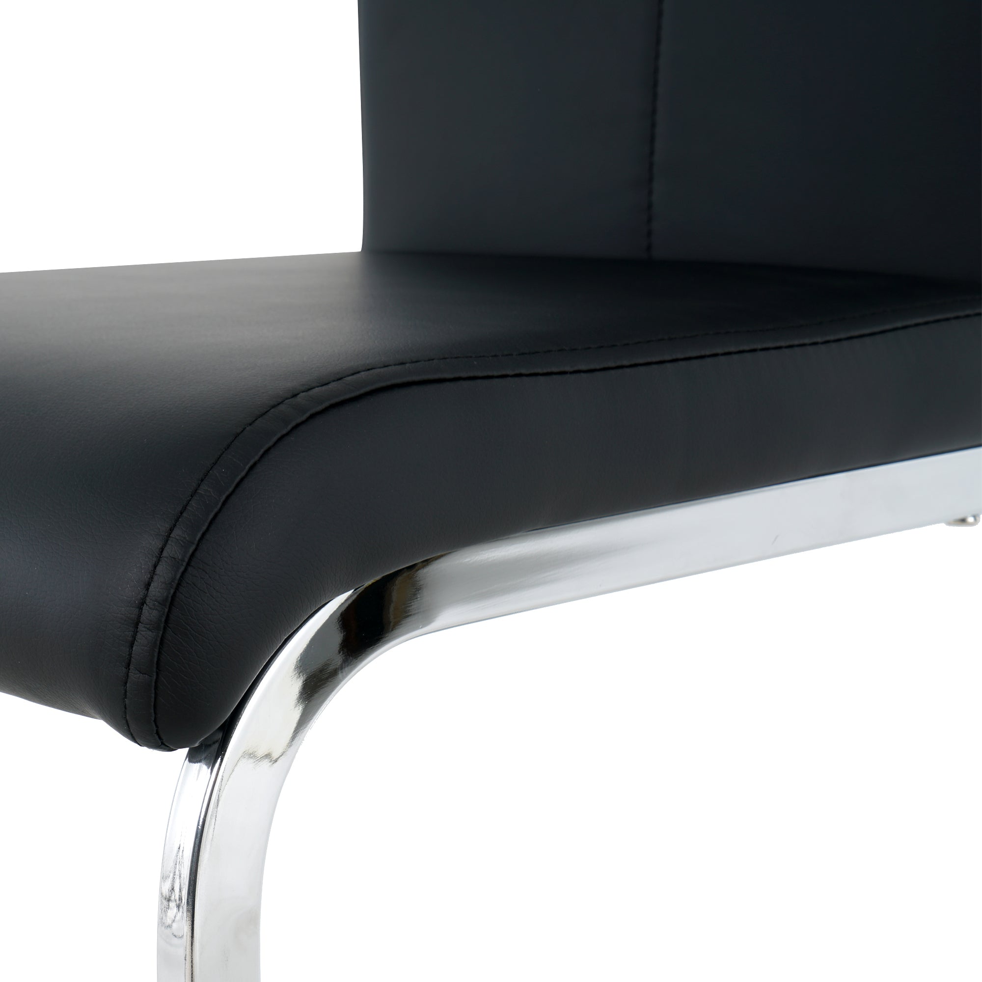 Modern Dining Chairs with Faux Leather Padded Seat Dining Living Room Chairs Upholstered Chair with Chrome Metal Legs Design for Kitchen, Living, Bedroom, Dining Room Side Chairs Set of 4 - Grand Goldman Shop