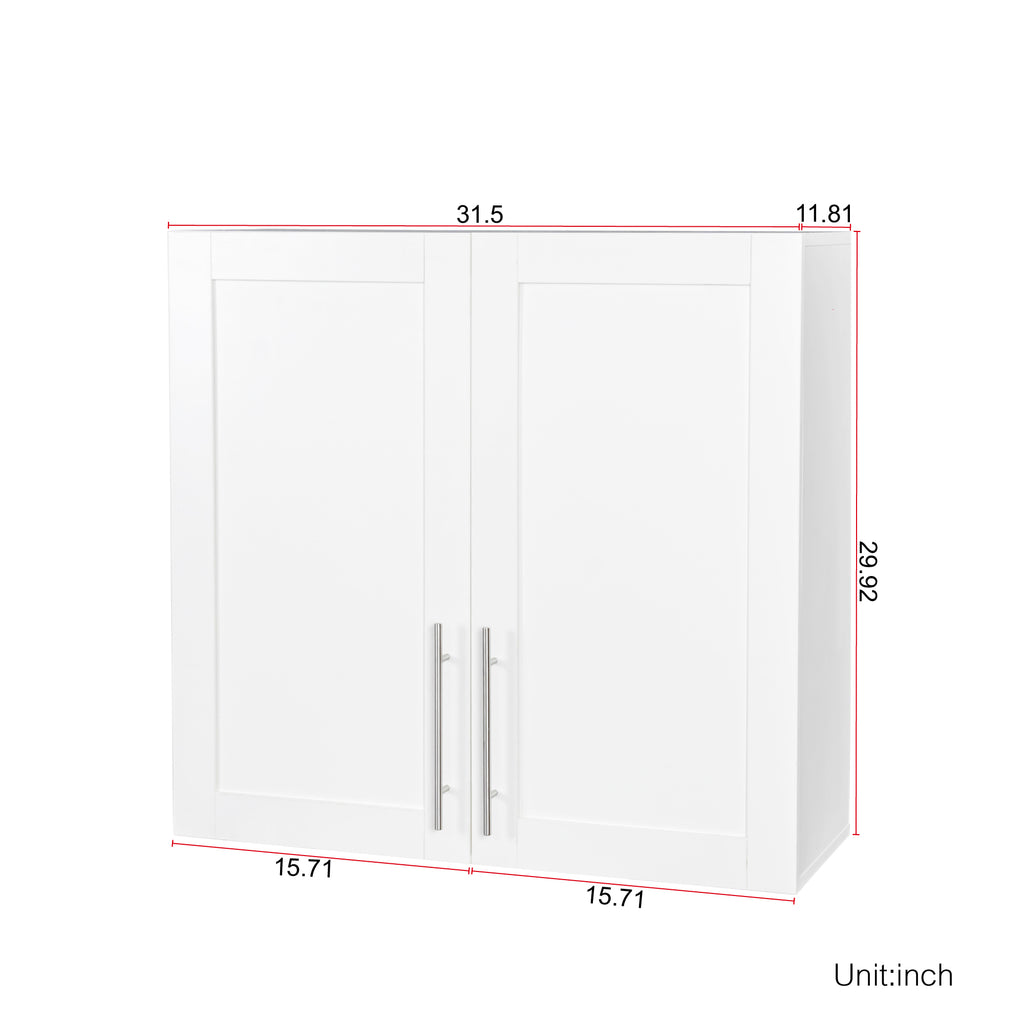 Stackable Wall Mounted Storage Cabinet, 11.81 'D x 31.50'W x 29.92 'H, White - Grand Goldman Shop