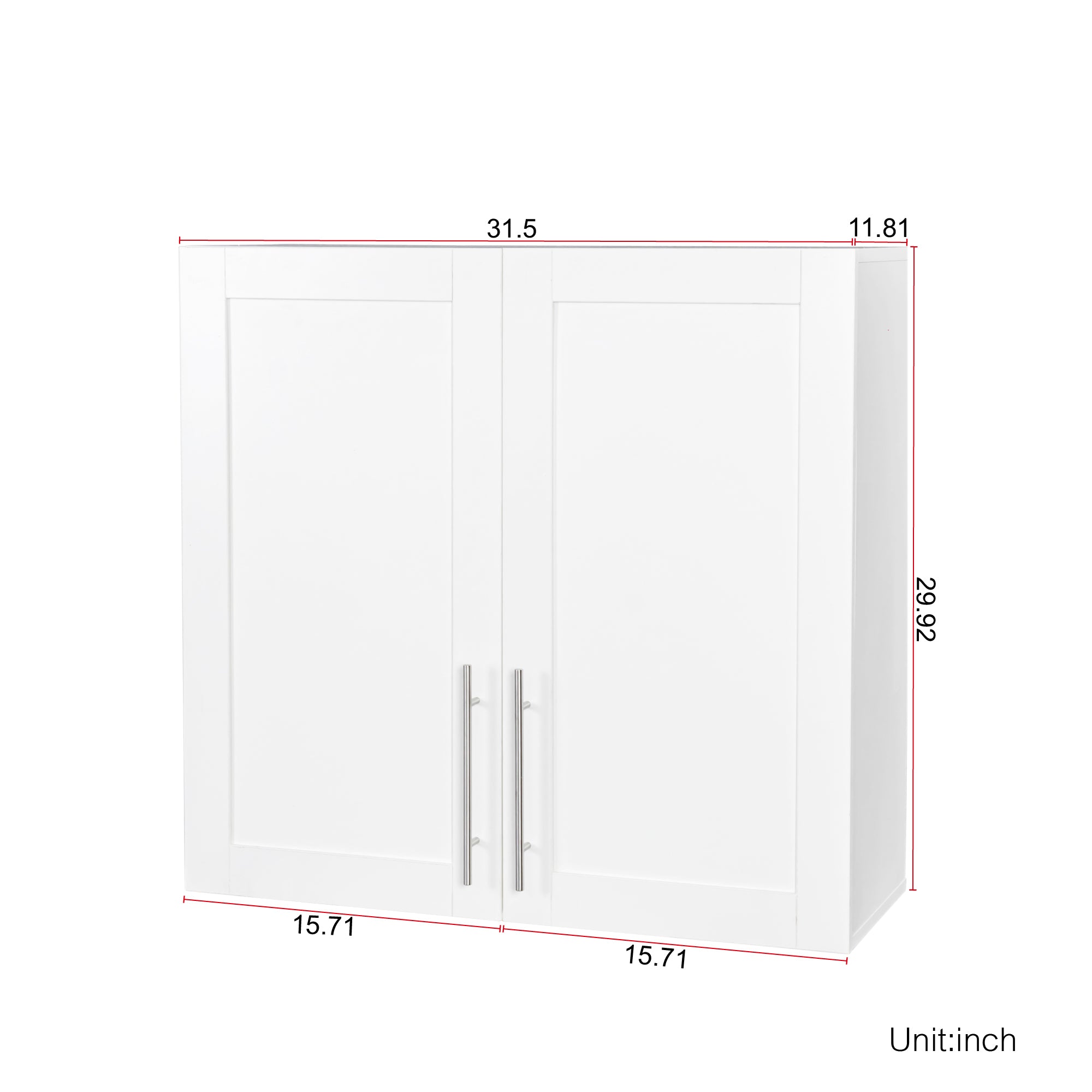Stackable Wall Mounted Storage Cabinet, 11.81 'D x 31.50'W x 29.92 'H, White - Grand Goldman Shop