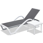 Patio Chaise Lounge Adjustable Aluminum Pool Lounge Chairs with Arm All Weather Pool Chairs for Outside,in-Pool,Lawn (Gray, 1 Lounge Chair+1 Plastic Table)