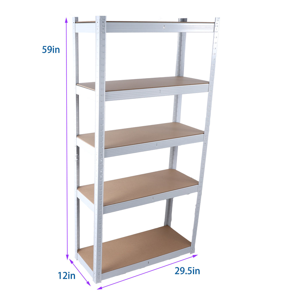 5 Tier Laminated White Metal Shelving Unit Adjustable Garage Storage Utility Rack Heavy Duty Shelves Organization Multipurpose Shelf Warehouse Basement Pantry 29' W x 12' D x 59' H 1Pack - Grand Goldman Shop