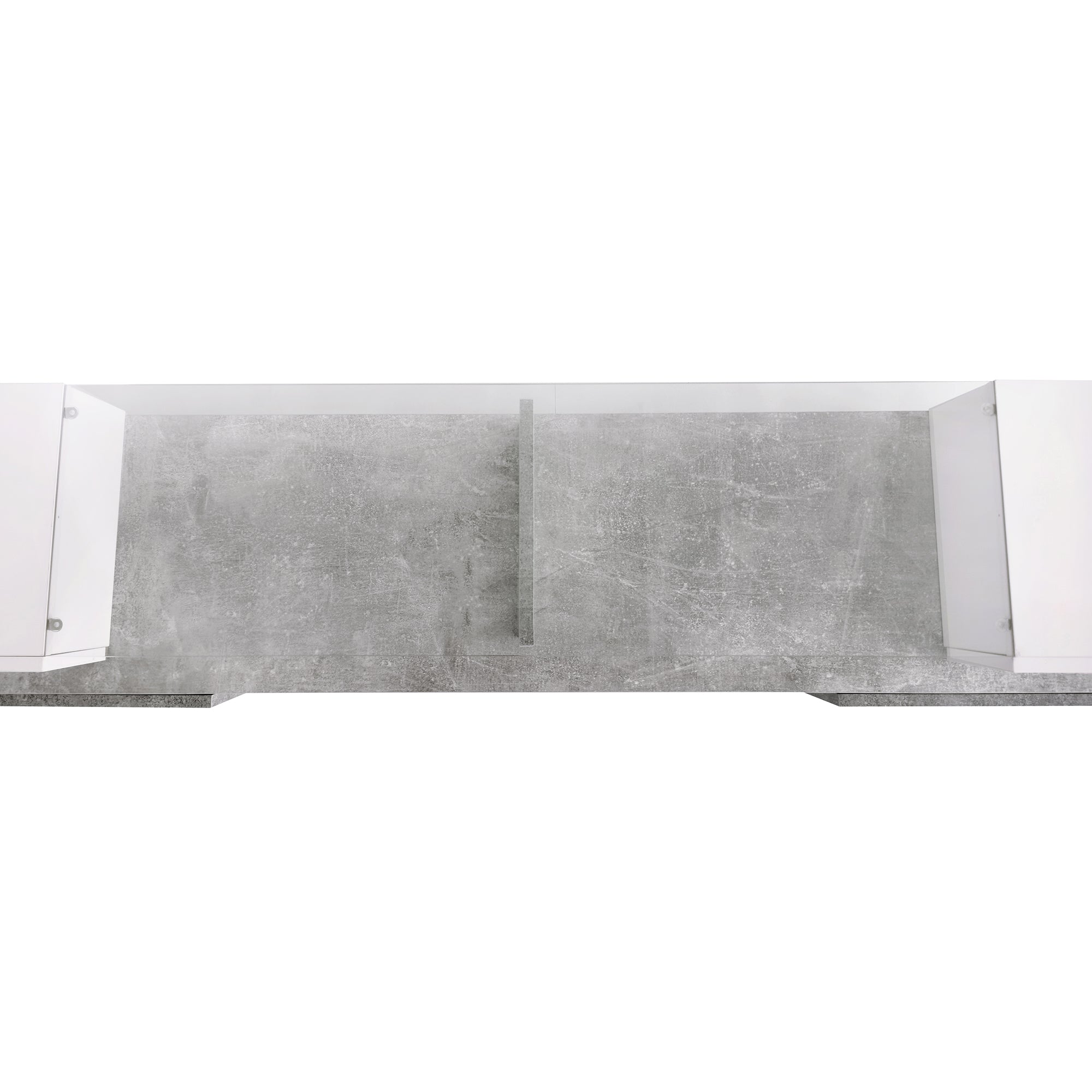 ON-TREND Unique Shape TV Stand with 2 Illuminated Glass Shelves, High Gloss Entertainment Center for TVs Up to 88', Versatile TV Cabinet with LED Color Changing Lights for Living Room, Grey - Grand Goldman Shop