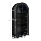 78.74' Tall Arched Bookcase, Mid Century Modern 4-Tier Arched Storage Bookcase with Open Display Storage Shelf for Dining Room, Living Room,Bedroom (Black) - Grand Goldman Shop