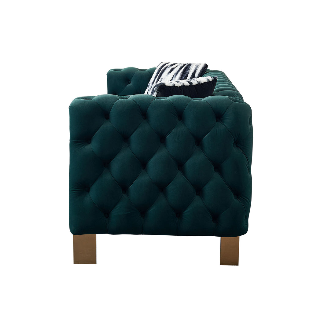 Chesterfield Modern Tufted Velvet Living Room Sofa, 84.25''W Couch,Green - Grand Goldman Shop