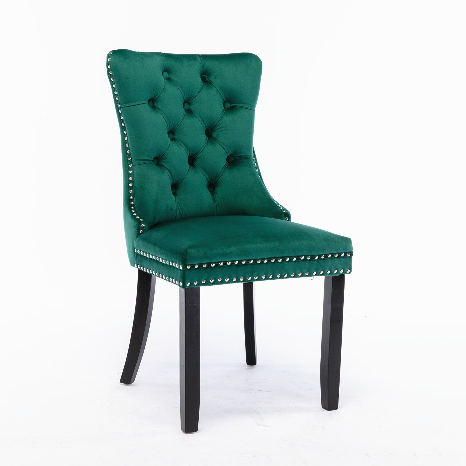 Nikki Collection Modern, High-end Tufted Solid Wood Contemporary Velvet Upholstered Dining Chair with Wood Legs Nailhead Trim 2-Pcs Set,Green, SW2001GN - Grand Goldman Shop